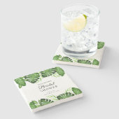 Benutzerdefiniertes Gastgeschenk für tropisches Br Steinuntersetzer (Seitenansicht)