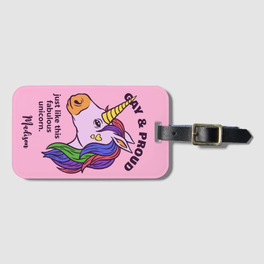 Benutzerdefiniertes Gay Unicorn Gepäckanhänger (Vorderseite (Horizontal))