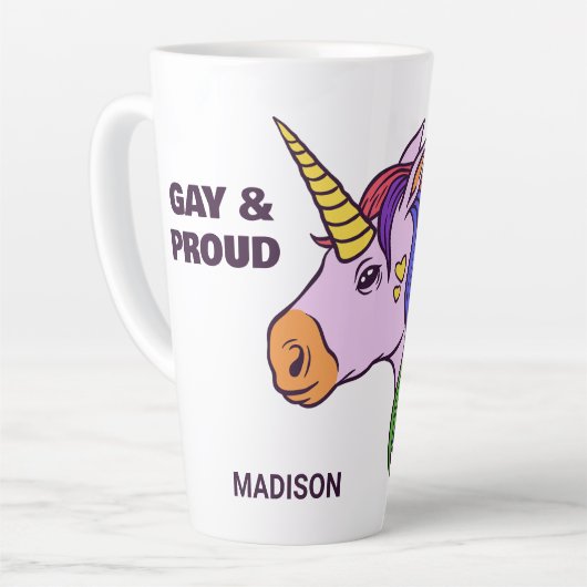Benutzerdefiniertes Gay Unicorn Milchtasse (Linke Ecke)