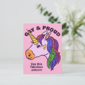 Benutzerdefiniertes Gay Unicorn Postkarte (Stehend Vorderseite)