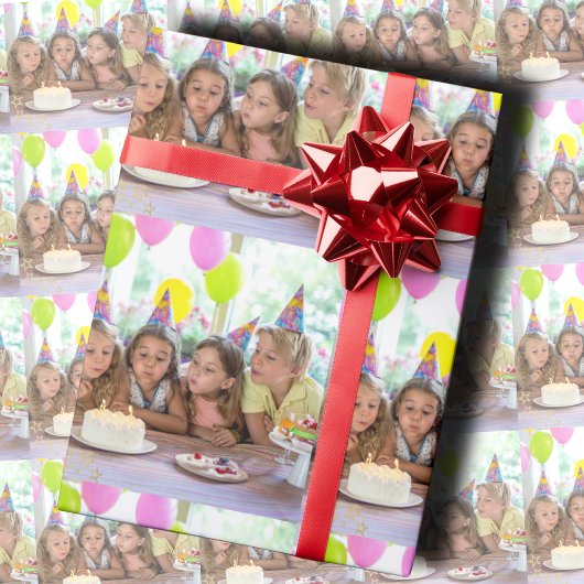 Benutzerdefiniertes Geburtstagsfoto Geschenkpapier Set