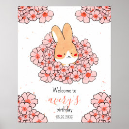 Benutzerdefiniertes Geburtstagsplakat Hase Blumen Poster