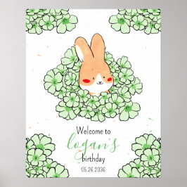 Benutzerdefiniertes Geburtstagsplakat Hase Blumen Poster