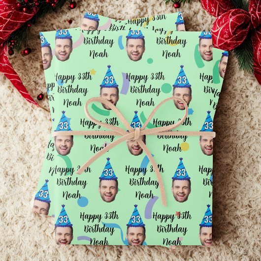 Benutzerdefiniertes Geburtstagsverpackungspapier Geschenkpapier Set