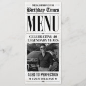 Benutzerdefiniertes Geburtstagszeitungsmenü, Gebur Menükarte (Vorderseite)