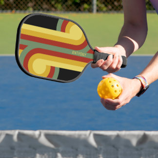 Benutzerdefiniertes, gelb-schwarzes Retro-Mod-Must Pickleball Schläger