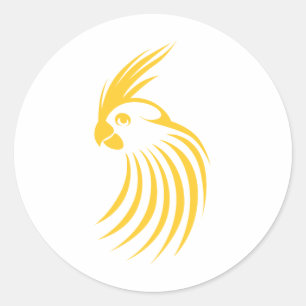 Benutzerdefiniertes gelbes Cockatil-Logo Runder Aufkleber