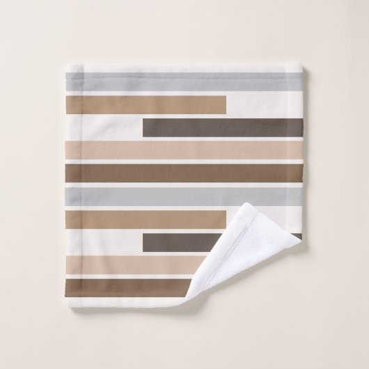 Benutzerdefiniertes geometrisches Erdtonmuster Badhandtuch Set (Waschlappen)
