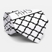 Benutzerdefiniertes geometrisches Monogramm-Schwar Krawatte (Gerollt)