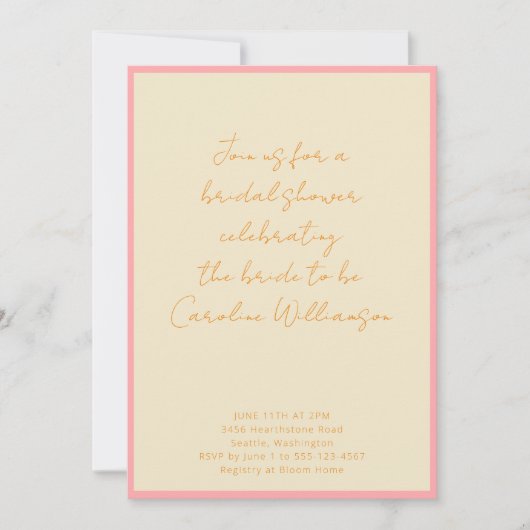 Benutzerdefiniertes geometrisches rosa Creme-Scrip Einladung (Vorderseite)