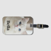 Benutzerdefiniertes Gepäckanhänger mit weißer Katz (Vorderseite (Horizontal))