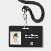 Benutzerdefiniertes Gesamt-Schwarz-Mitarbeiter-Fot Ausweis (Vorderseite mit Lanyard)