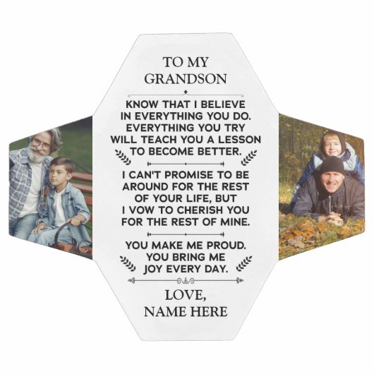 Benutzerdefiniertes Geschenk an meinen Enkel mit 2 Fußball (Flach)