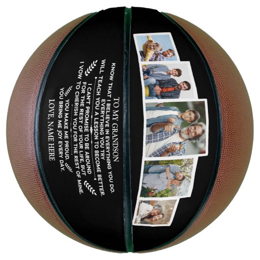 Benutzerdefiniertes Geschenk an meinen Enkel mit 5 Basketball (Vertikal)
