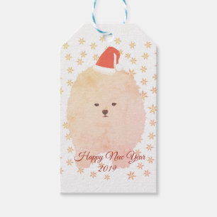 Benutzerdefiniertes Geschenk-Tag, Hund-Santa-Golde Geschenkanhänger