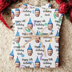 Benutzerdefiniertes Gesicht 20. 30. 40. 50. 60. 70 Geschenkpapier Set