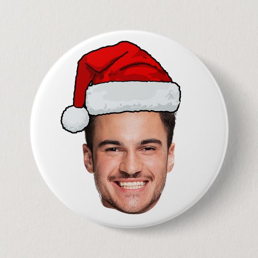 Benutzerdefiniertes Gesicht Foto Weihnachtsmann Hu Button (Vorderseite)
