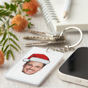 Benutzerdefiniertes Gesicht Foto Weihnachtsmann Hu Schlüsselanhänger