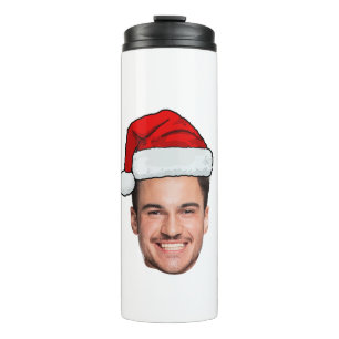 Benutzerdefiniertes Gesicht Foto Weihnachtsmann Hu Thermosbecher