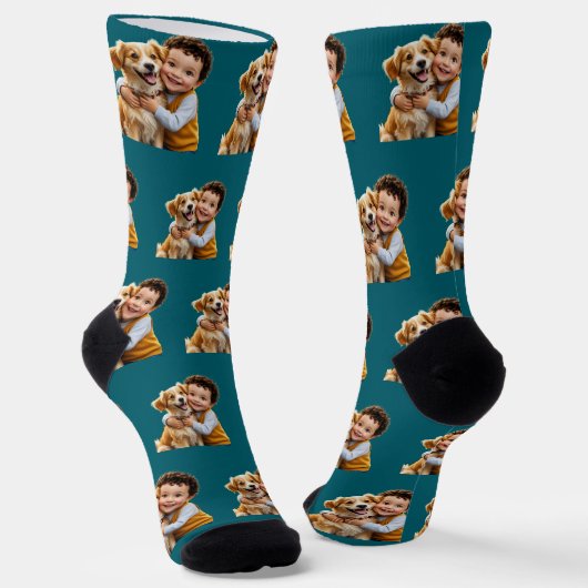 Benutzerdefiniertes Gesicht Kinder Haustiere Perso Socken (Gewinkelt)