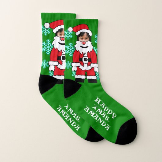Benutzerdefiniertes Gesicht Santa Claus Foto und T Socken (Paar)