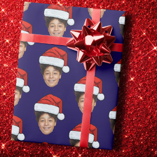 Benutzerdefiniertes Gesichtsfoto Weihnachtsmann Hu Geschenkpapier