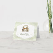 Benutzerdefiniertes Gingham Sie ist frisch vom Mar Dankeskarte (Vorderseite)
