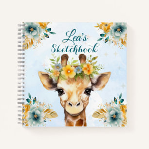 Benutzerdefiniertes Giraffen-Blumen-Skizzenbuch fü Notizblock