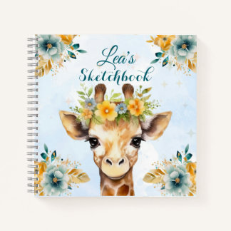 Benutzerdefiniertes Giraffen-Blumen-Skizzenbuch fü Notizblock