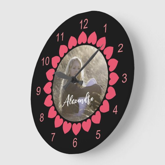 Benutzerdefiniertes Girl-Foto mit dem Zirkel des P Große Wanduhr (Winkel)