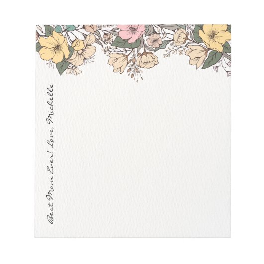 Benutzerdefiniertes girly Blumiges Muttertags-Noti Notizblock (Vorderseite)