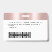 Benutzerdefiniertes Glam Mitarbeiter-Foto, Bar-Cod Ausweis (Rückseite)