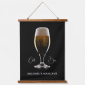 Benutzerdefiniertes Glas Bier Wandteppich Mit Holzrahmen (Vorderseite)