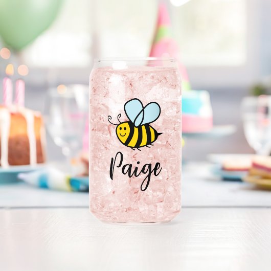 Benutzerdefiniertes Glas mit glücklichem Honigbien (Insitu (Geburtstag))