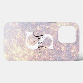 Benutzerdefiniertes Glitzer Rosa Monogramm Case-Mate iPhone Hülle (Rückseite (Horizontal))