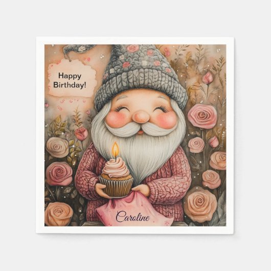 Benutzerdefiniertes Gnome-Geburtstagsdesign Serviette (Vorderseite)