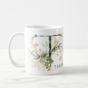 Benutzerdefiniertes Gold-Botanisches Eukalyptus-Mo Kaffeetasse