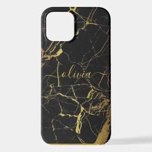 Benutzerdefiniertes Gold Schwarz Marmor Handy 11 1 iPhone 12 Hülle