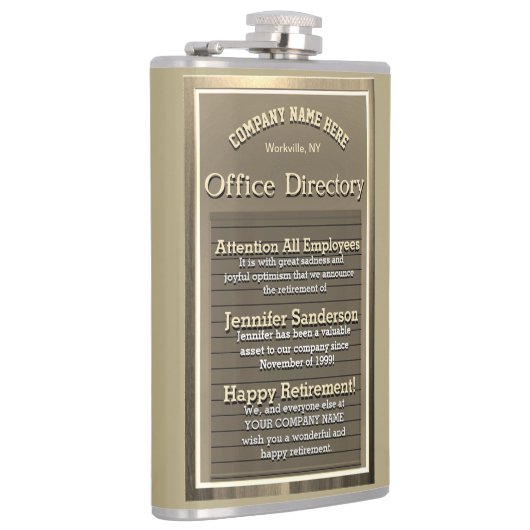 Benutzerdefiniertes Gold-Vintag-Rückzahlungszeiche Flachmann (Rechts)