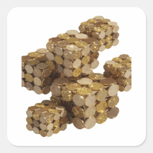 Benutzerdefiniertes goldenes abstraktes Label-Desi Quadratischer Aufkleber