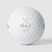 Benutzerdefiniertes goldenes Monogramm Hochzeits-J Golfball (Vorderseite)