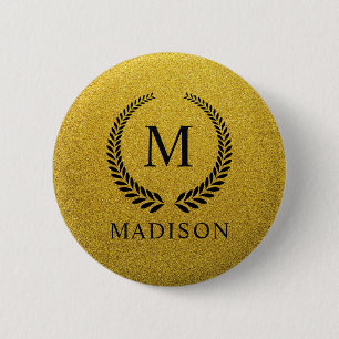 Benutzerdefiniertes Goldenes Schwarz und Gold Glit Button