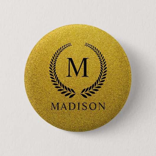 Benutzerdefiniertes Goldenes Schwarz und Gold Glit Button (Vorderseite)