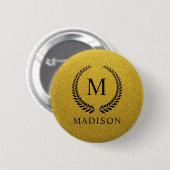 Benutzerdefiniertes Goldenes Schwarz und Gold Glit Button (Vorne & Hinten)