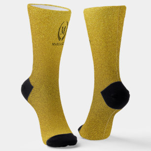 Benutzerdefiniertes Goldenes Schwarz und Gold Glit Socken