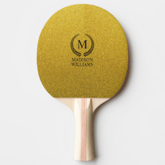 Benutzerdefiniertes Goldenes Schwarz und Gold Glit Tischtennis Schläger