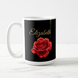 Benutzerdefiniertes Goldenes Skript Elegante Rote  Kaffeetasse
