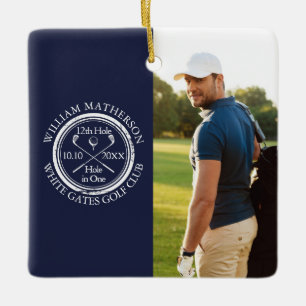 Benutzerdefiniertes Golf-Loch-in-Eins-Foto Golfer  Keramikornament