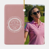 Benutzerdefiniertes Golf-Loch-in-Eins-Foto Golfer  Keramikornament (Rückseite)