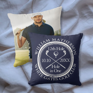 Benutzerdefiniertes Golf-Loch-in-Eins-Foto Navy Bl Kissen